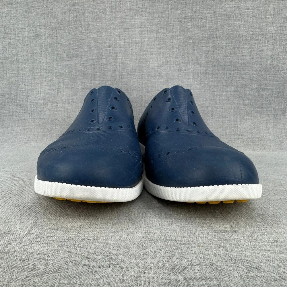 BiiON Oxford Wingtip Golf Shoes Men's Size 10 Navy Blue Spikeless Slip On